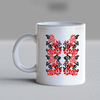 Білий кухоль (чашка) з принтом "Український орнамент квіти та калина" Push IT - Інтернет-магазин спільних покупок ToGether