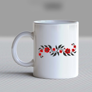 Білий кухоль (чашка) з принтом "Горизонтальний квітковий орнамент" Push IT - Інтернет-магазин спільних покупок ToGether