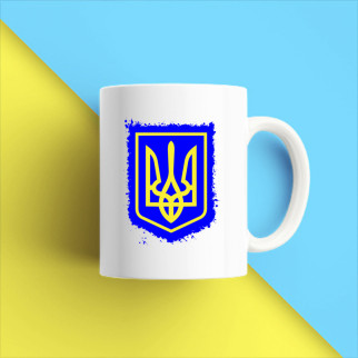 Білий кухоль (чашка) з принтом "Український герб на синьому фоні" Push IT - Інтернет-магазин спільних покупок ToGether