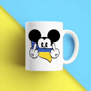 Білий кухоль (чашка) з принтом "Міккі Маус в синьо-жовтій пов'язці" Push IT - Інтернет-магазин спільних покупок ToGether