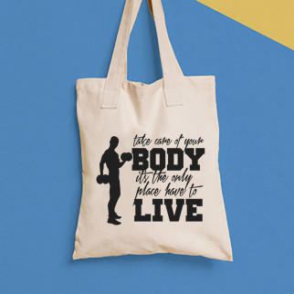 Еко-сумка, шоппер, щоденна з принтом "Take care of your body it's the only place have to live" Push IT - Інтернет-магазин спільних покупок ToGether