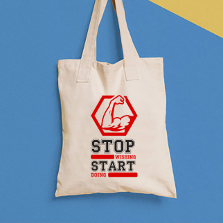 Еко-сумка, шоппер, щоденна з принтом "Stop wishing start doing" Push IT - Інтернет-магазин спільних покупок ToGether