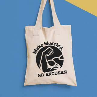 Еко-сумка, шоппер, щоденна з принтом "Make Muscles no excuses" Push IT - Інтернет-магазин спільних покупок ToGether