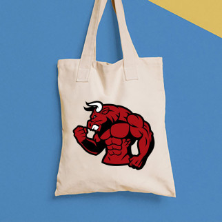 Еко-сумка, шоппер, щоденна з принтом "Червоний бик накачаний" Push IT - Інтернет-магазин спільних покупок ToGether