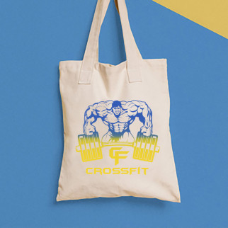 Еко-сумка, шоппер, щоденна з принтом "Crossfit штангіст" Push IT - Інтернет-магазин спільних покупок ToGether