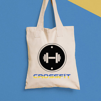 Еко-сумка, шоппер, щоденна з принтом "Crossfit (синьо-жовтий напис)" Push IT - Інтернет-магазин спільних покупок ToGether