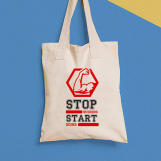 Еко-сумка, шоппер, щоденна з принтом "ММА: Stop wishing start doing" Push IT - Інтернет-магазин спільних покупок ToGether