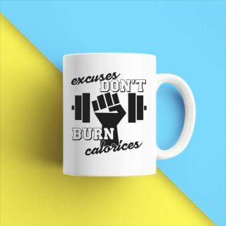 Білий кухоль (чашка) з принтом "Excuses dont burn calories" Push IT - Інтернет-магазин спільних покупок ToGether