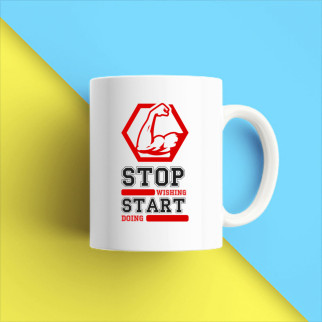 Білий кухоль (чашка) з принтом "Stop wishing start doing" Push IT - Інтернет-магазин спільних покупок ToGether