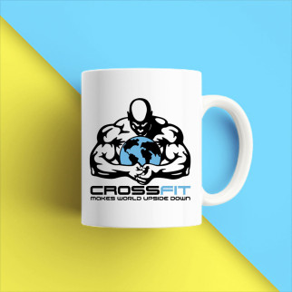 Білий кухоль (чашка) з принтом "Crossfit: makes world upside down" Push IT - Інтернет-магазин спільних покупок ToGether