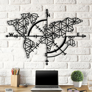 Об'ємна картина з дерева Compass Map 100х65 см, Машинна робота - Інтернет-магазин спільних покупок ToGether