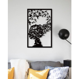 Декоративна картина із дерева "Дівчина з птахами" - Інтернет-магазин спільних покупок ToGether