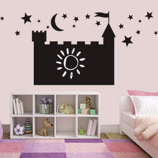 Вінілова інтер'єрна наклейка декор на стіну та шпалери «Стіна Замку з зірками та місяцем» з оракалу - Інтернет-магазин спільних покупок ToGether
