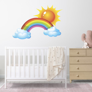 Набір наклейок на стіну в дитячу кімнату "Сонце з веселкою та хмарами" (1 елемент) з оракалу - Інтернет-магазин спільних покупок ToGether