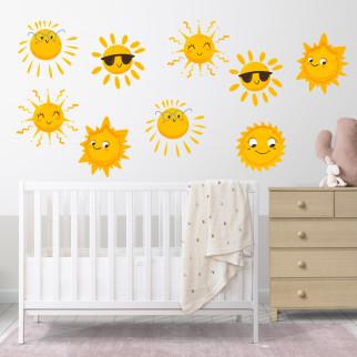 Набір наклейок на стіну в дитячу кімнату "Сонця" (9 елементів) з оракалу - Інтернет-магазин спільних покупок ToGether