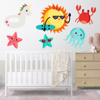 Набір наклейок на стіну в дитячу кімнату "Морська тема" (6 елементів) з оракалу - Інтернет-магазин спільних покупок ToGether