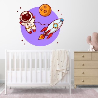 Вінілова інтер'єрна наклейка декор на стіну та шпалери в дитячу кімнату "Космос: планета, ракета, космонавт" з оракалу - Інтернет-магазин спільних покупок ToGether