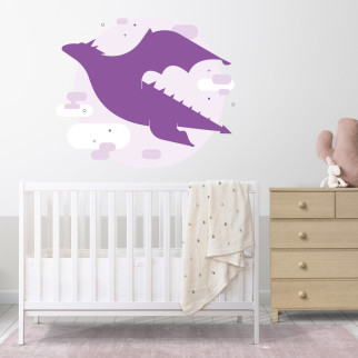 Вінілова інтер'єрна наклейка декор на стіну та шпалери в дитячу кімнату "Фіолетовий дракон" з оракалу - Інтернет-магазин спільних покупок ToGether