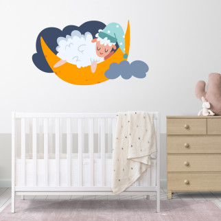 Вінілова інтер'єрна наклейка декор на стіну та шпалери в дитячу кімнату "Сплячий баранчик" з оракалу - Інтернет-магазин спільних покупок ToGether