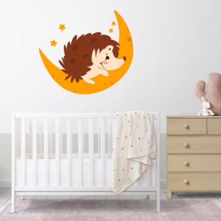 Вінілова інтер'єрна наклейка декор на стіну та шпалери в дитячу кімнату "Сплячий їжачок на місяці" з оракалу - Інтернет-магазин спільних покупок ToGether