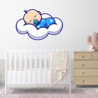 Вінілова інтер'єрна наклейка декор на стіну та шпалери в дитячу кімнату "Спляча дитина на хмарі" з оракалу - Інтернет-магазин спільних покупок ToGether