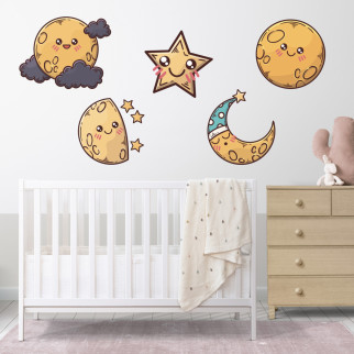 Набір наклейок на стіну в дитячу кімнату "Планети, зірка, місяць" з оракалу - Інтернет-магазин спільних покупок ToGether