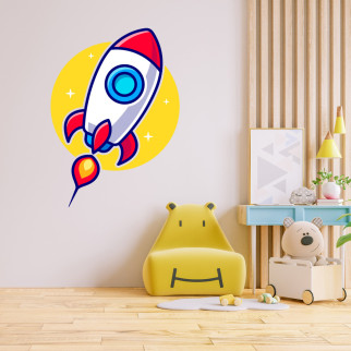 Вінілова інтер'єрна наклейка декор на стіну та шпалери в дитячу кімнату "Космічний корабель" з оракалу - Інтернет-магазин спільних покупок ToGether