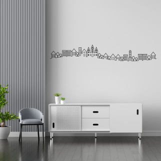 Вінілові інтер'єрні наклейки декор на стіну та шпалери "Місто (контури будинків, замку та дерев)" з оракалу - Інтернет-магазин спільних покупок ToGether