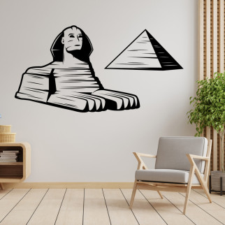 Вінілова інтер'єрна наклейка декор на стіну та шпалери (скло, меблі, дзеркало, метал) "Єгипет. Сфінкс. Піраміда" з оракалу - Інтернет-магазин спільних покупок ToGether