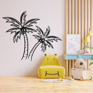 Вінілова інтер'єрна наклейка декор на стіну та шпалери (скло, меблі, дзеркало, метал) "Пальми з кокосами" з оракалу - Інтернет-магазин спільних покупок ToGether