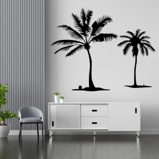 Вінілова інтер'єрна наклейка декор на стіну та шпалери (скло, меблі, дзеркало, метал) "Пальми з кокосами" з оракалу - Інтернет-магазин спільних покупок ToGether