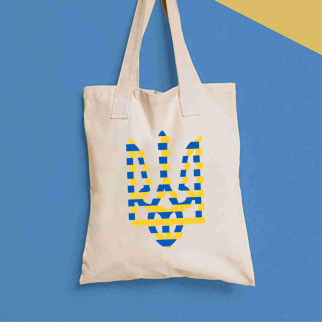 Еко-сумка, шоппер, щоденна з принтом "Трезубець - герб України. Синьо-жовтий" Push IT - Інтернет-магазин спільних покупок ToGether