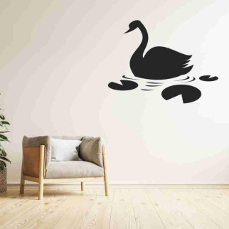Вінілова інтер'єрна наклейка декор на стіну та шпалери (скло, меблі, дзеркало, метал) "Лебідь, що плаває (можливий будь-який колір - Інтернет-магазин спільних покупок ToGether