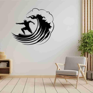 Вінілова інтер'єрна наклейка декор на стіну та шпалери (скло, меблі, дзеркало, метал) "Серфер на хвилі (можливий будь-який колір з - Інтернет-магазин спільних покупок ToGether