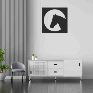 Вінілова інтер'єрна наклейка декор на стіну та шпалери (скло, меблі, дзеркало, метал) "Кінь у квадратній рамці (можливий будь-який - Інтернет-магазин спільних покупок ToGether