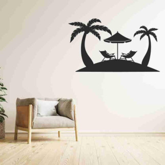 Вінілова інтер'єрна наклейка декор на стіну та шпалери (скло, меблі, дзеркало, метал) "Тропічний острів (можливий будь-який колір - Інтернет-магазин спільних покупок ToGether