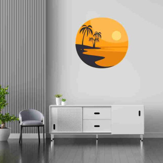 Вінілова інтер'єрна наклейка декор на стіну та шпалери "Берег острова, пальми на заході сонця" з оракалу - Інтернет-магазин спільних покупок ToGether