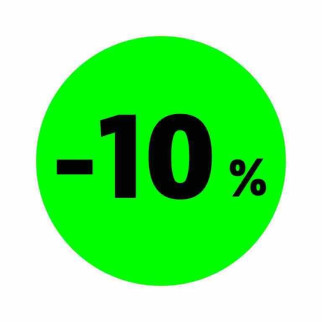 Маркувальна самоклеюча наліпка (етикетка, стікер) "Знижка -10%". Зелене коло, чорний напис. D = 30 мм - Інтернет-магазин спільних покупок ToGether