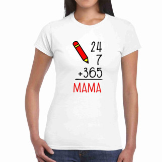 Футболка жіноча біла з принтом для мами "Мама. 24 на 7+365" Push IT - Інтернет-магазин спільних покупок ToGether