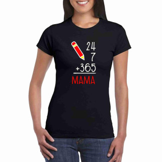 Футболка жіноча чорна з принтом для мами "Мама. 24 на 7+365" Push IT - Інтернет-магазин спільних покупок ToGether