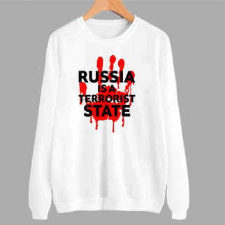 Світшот білий з патріотичним принтом "russia is a terrorist srate" Push IT - Інтернет-магазин спільних покупок ToGether