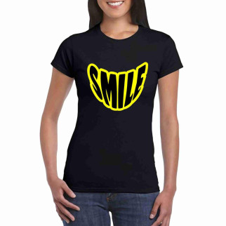 Жіноча футболка чорна з принтом "Smile. Усмішка" Push IT XS - Інтернет-магазин спільних покупок ToGether