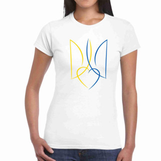 Футболка біла з патріотичним принтом "Синьо-жовтий герб України. Українське Серце" Push IT - Інтернет-магазин спільних покупок ToGether