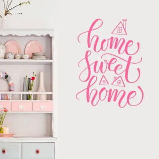 Вінілова інтер'єрна наклейка декор на стіну та шпалери (скло, меблі, дзеркало, метал) "Home sweet home" (будь-який колір плівки) з - Інтернет-магазин спільних покупок ToGether
