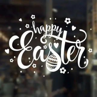 Вінілова інтер'єрна наклейка декор на стіну та шпалери (скло, меблі, дзеркало, метал) "Happy Easter. Щасливого Великодня" з - Інтернет-магазин спільних покупок ToGether