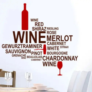 Вінілова інтер'єрна наклейка декор на стіну та шпалери (скло, меблі, дзеркало, метал) "Wine. Вина. Вино. Назви вин" з оракалу 80х79 - Інтернет-магазин спільних покупок ToGether