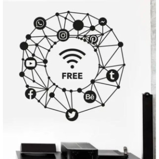 Вінілова інтер'єрна наклейка декор на стіну та шпалери "Free. Free Wi-Fi. Безкоштовний вай-фай. Інтернет" на стіну, скло, меблі, з - Інтернет-магазин спільних покупок ToGether