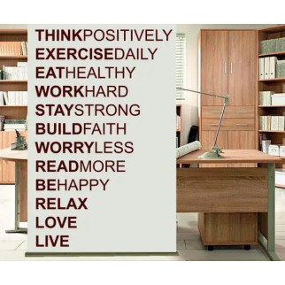 Вінілова інтер'єрна наклейка декор на стіну та шпалери "Think positive. Be happy. Read more. Live. Love. Relax" на стіну, скло, з - Інтернет-магазин спільних покупок ToGether