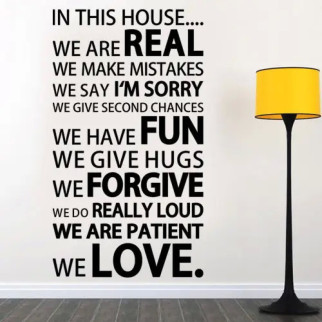 Вінілова інтер'єрна наклейка декор на стіну та шпалери "Правила дому. In this house we love" на стіну, скло, меблі, дзеркало, з 70х125 - Інтернет-магазин спільних покупок ToGether