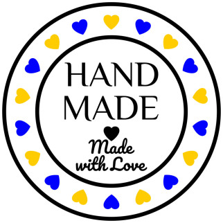Маркувальна наклейка, що самоклеїться (етикетка) "Hand Made. Made with Love", кругла, біла, D=30мм - Інтернет-магазин спільних покупок ToGether